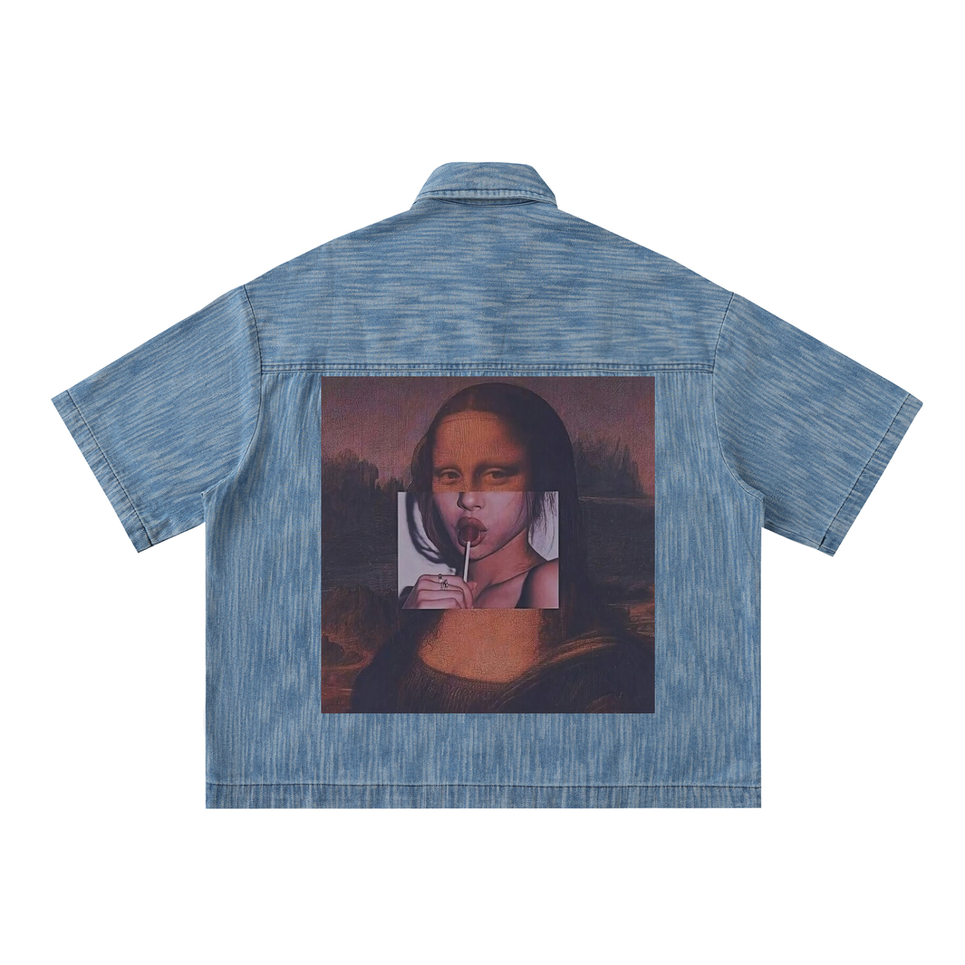 Distressed Wash Short-Sleeve Shirt