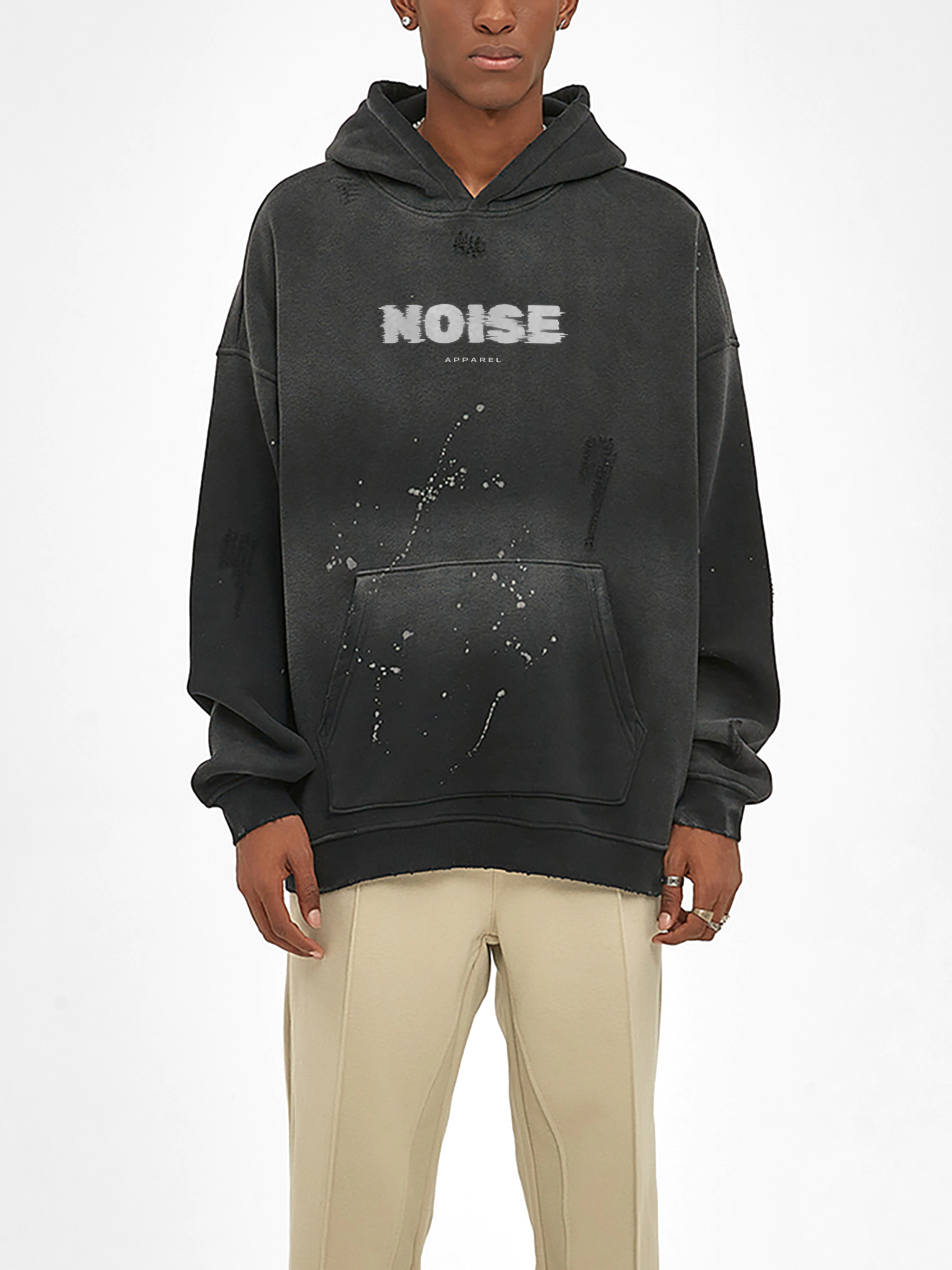 The Noise - Vintage Wash Frayed Fleece Hoodie